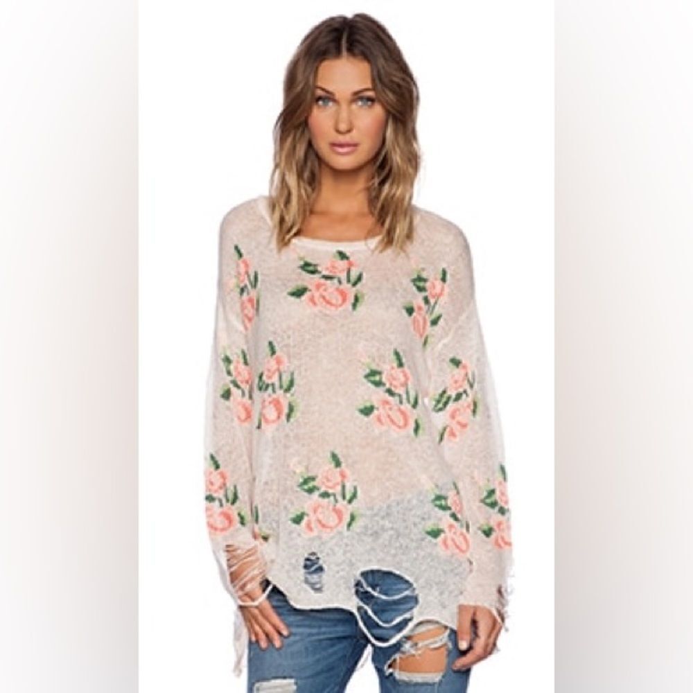 Wildfox Couture Prairie Rose Sweater in Georgia Peach